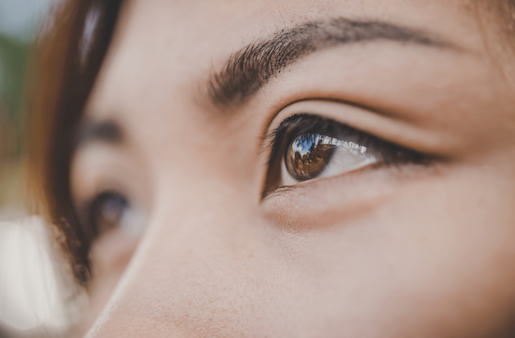 A close-up image of a woman's eyes