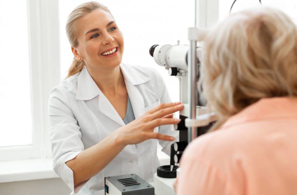 Eye care professional examining a patient using advanced diagnostic tools to identify and treat common eye conditions